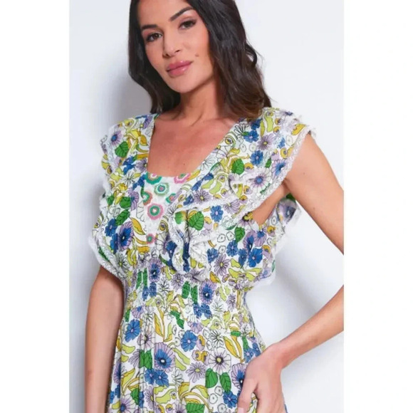 NWT $250 Anthro BAROK Floral Maxi Dress - Lace Tie Back Beaded Embellished - Picture 1 of 10